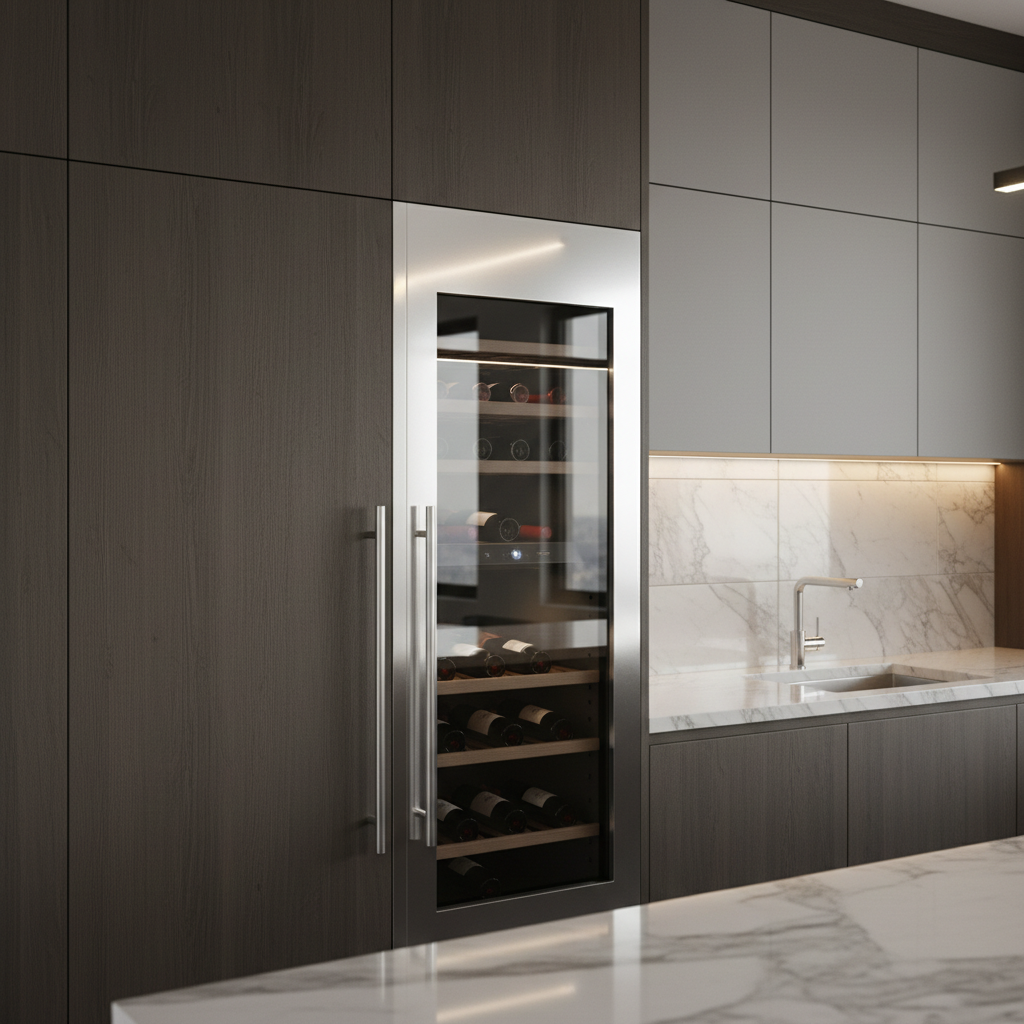 High-end kitchen refrigerator and wine cooler